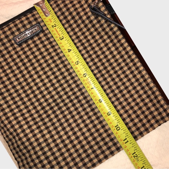 LONGABERGER Black Brown Checkered Crossbody Swing Away Purse - Picture 8 of 13